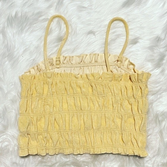 H&M Smocked Terry Tank Top Light Yellow - Picture 6 of 8